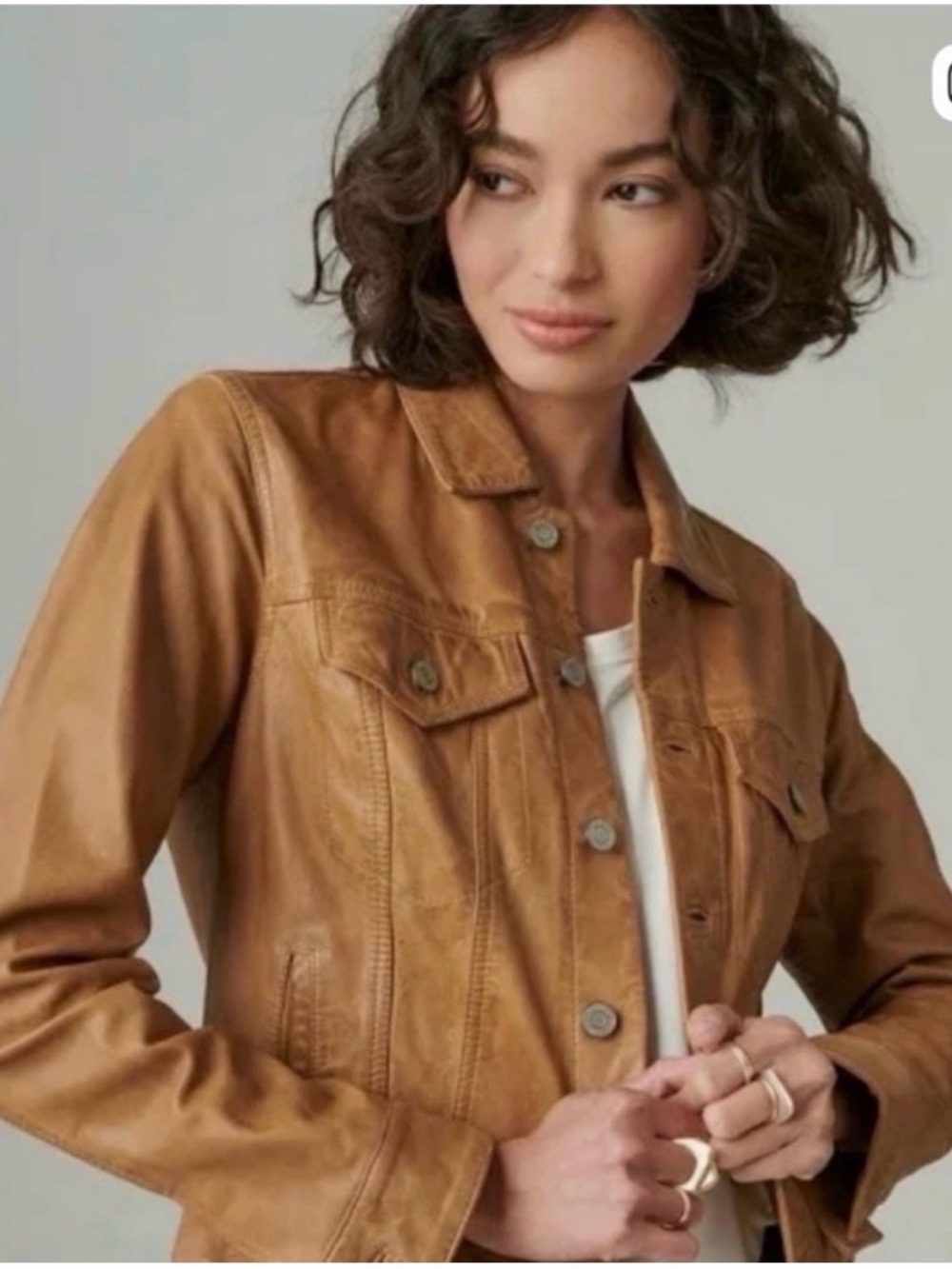 Nordstrom Leather Trucker Jacket in Cognac